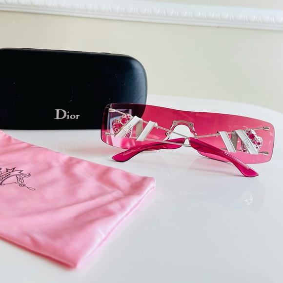 LIKE NEW 🍒 DIOR RARE HEART CORE RIMLESS CRYSTAL PINK SUNGLASSES - Picture 4 of 12
